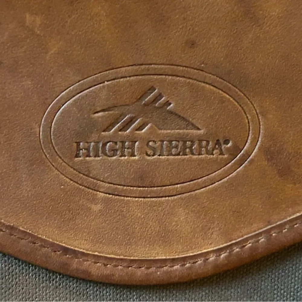 Vintage HIGH SIERRA Mens Brown Green Canvas Leather Flight Large Duffel‎ Bag